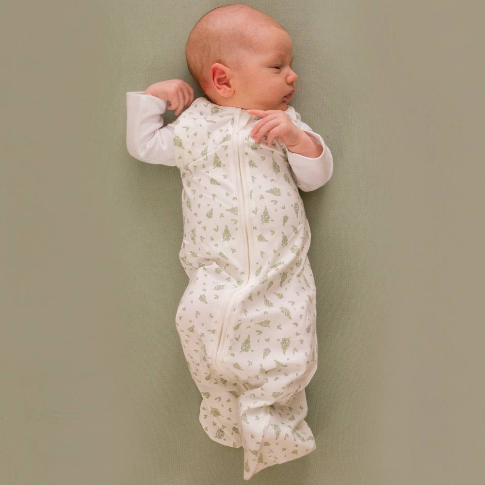 0.2 tog Organic Cotton Swaddle Sleep Bag - Fern Safari