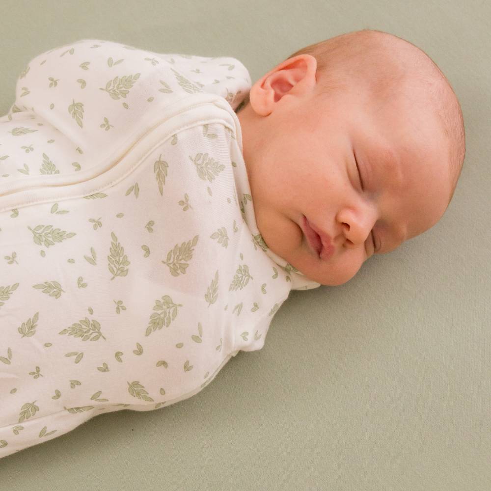 0.2 tog Organic Cotton Swaddle Sleep Bag - Fern Safari