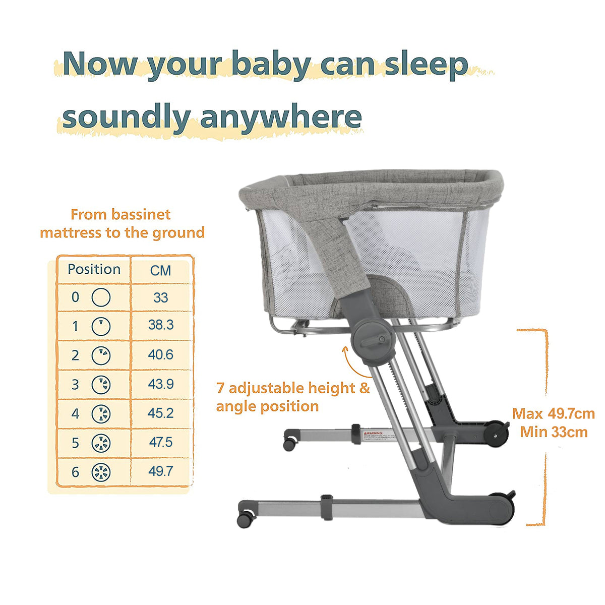Hug Me Plus Airflow 3-in-1 Bedside Bassinet with Mosquito Net - Denim Blue