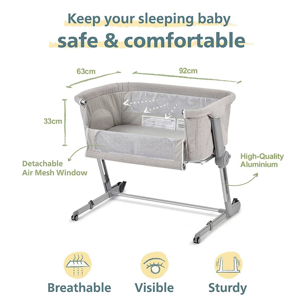 Hug Me Plus 3-in-1 Bedside Bassinet with Mosquito Net - Shadow Grey