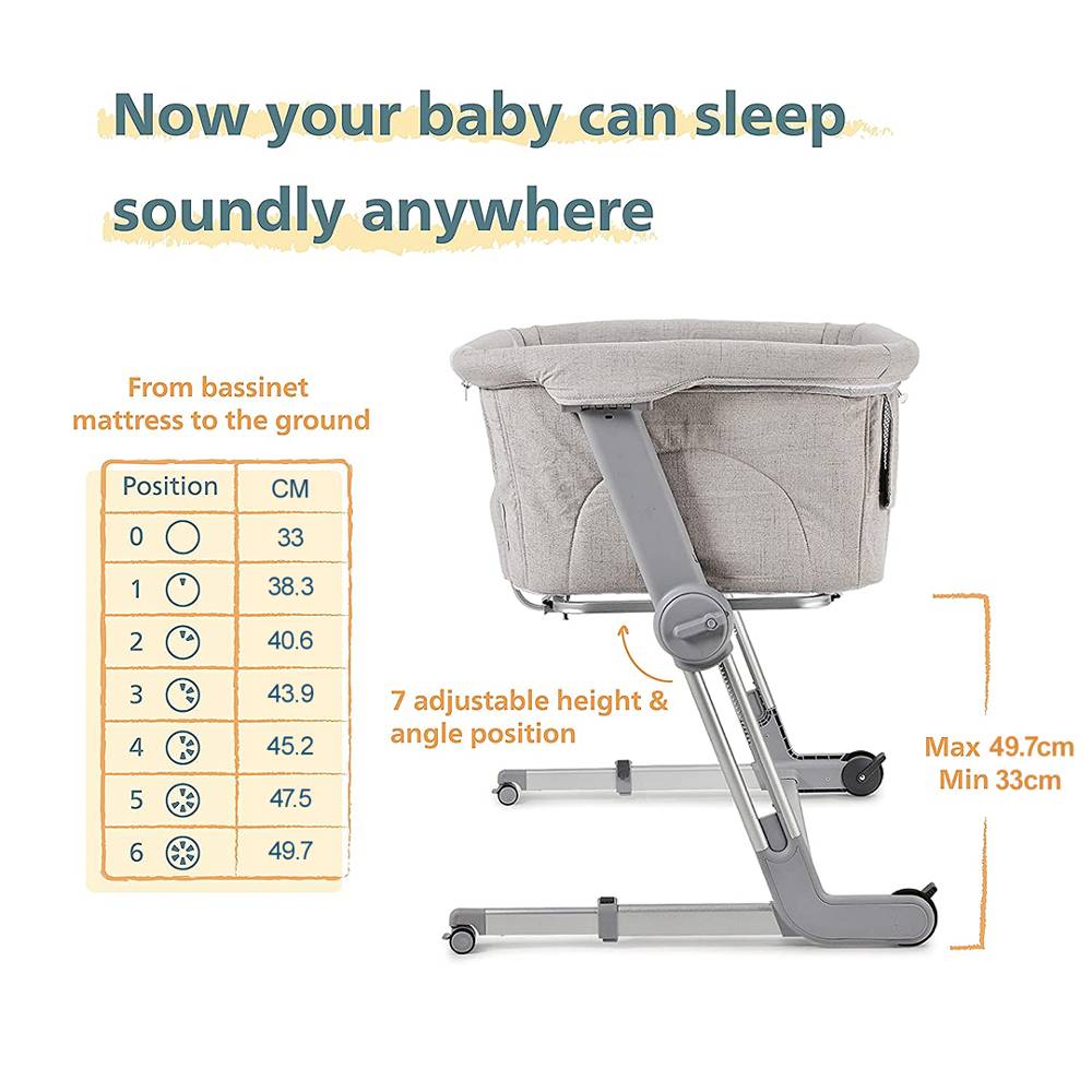 Hug Me Plus 3-in-1 Bedside Bassinet with Mosquito Net - Shadow Grey