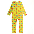 Full Neon Swimsuit with Half Zip in Neon Lobster pattern on a white background