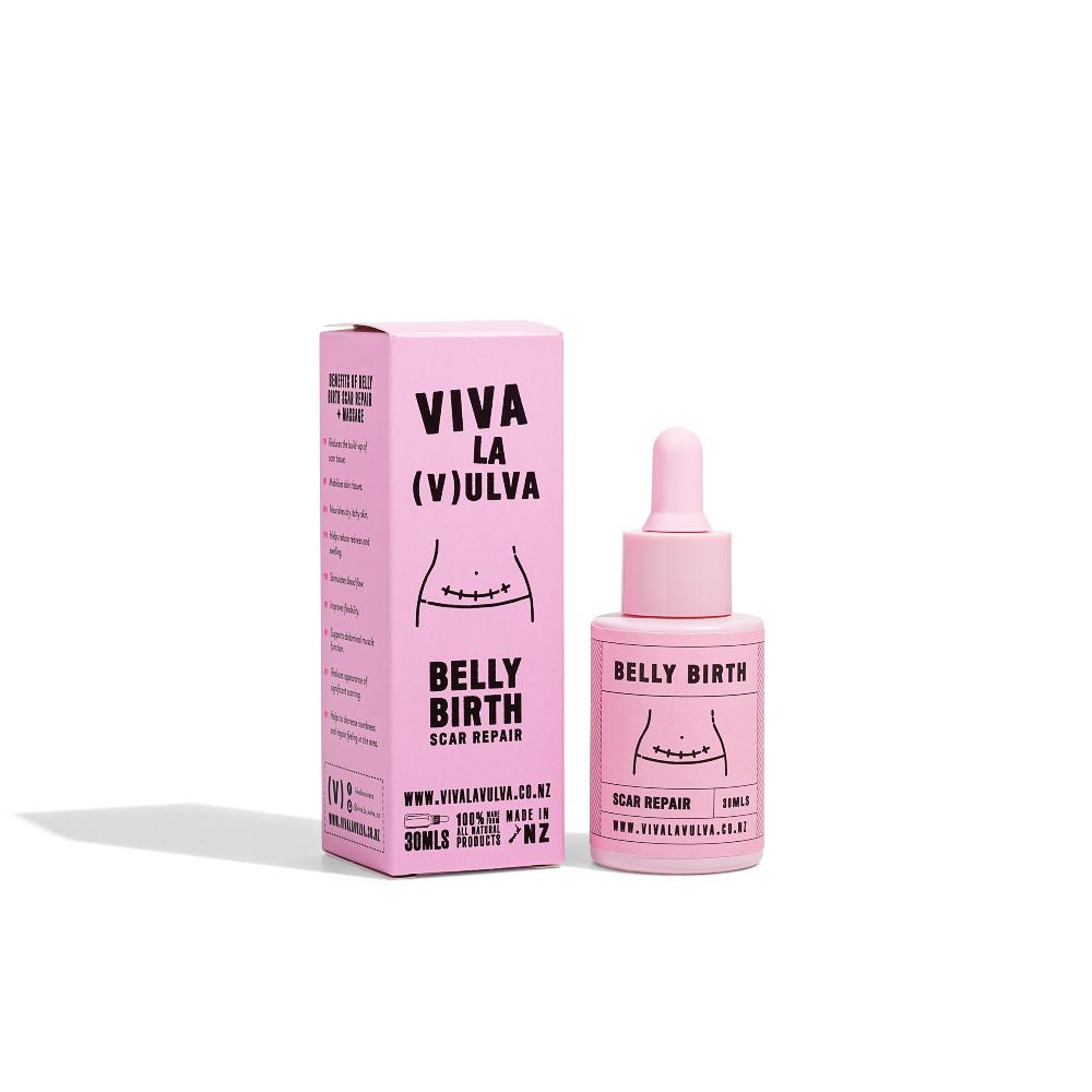 Viva La Vulva oil bottle against white background.