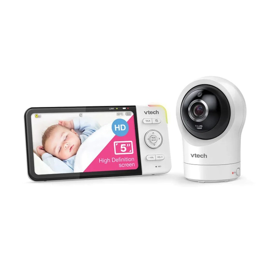 RM5764HDV2 5inch Smart HD Pan & Tilt Video Monitor and camera on a white background. 