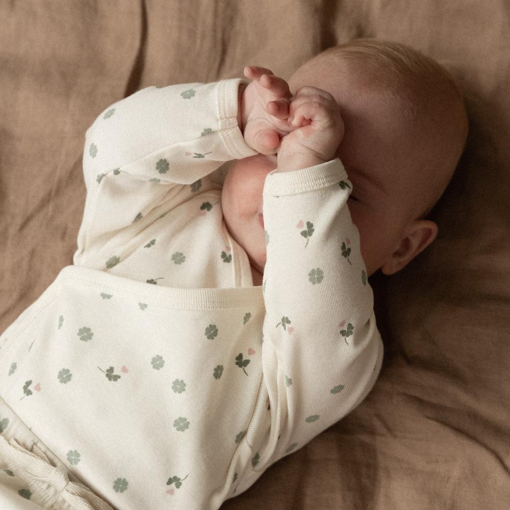 Cotton Long Sleeve Kimono Bodysuit - Lucky Print