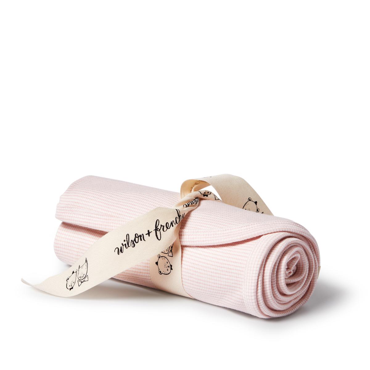 Stripe Rib Bunny Rug/Swaddle Blanket - Cantaloupe