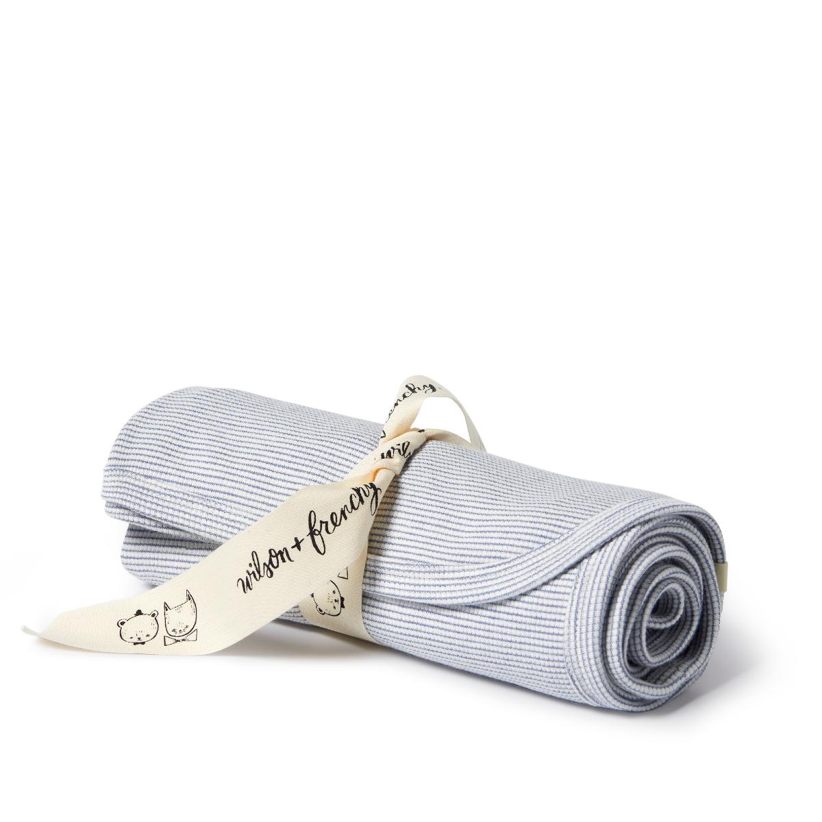 Stripe Rib Bunny Rug/Swaddle Blanket - Rain Drop