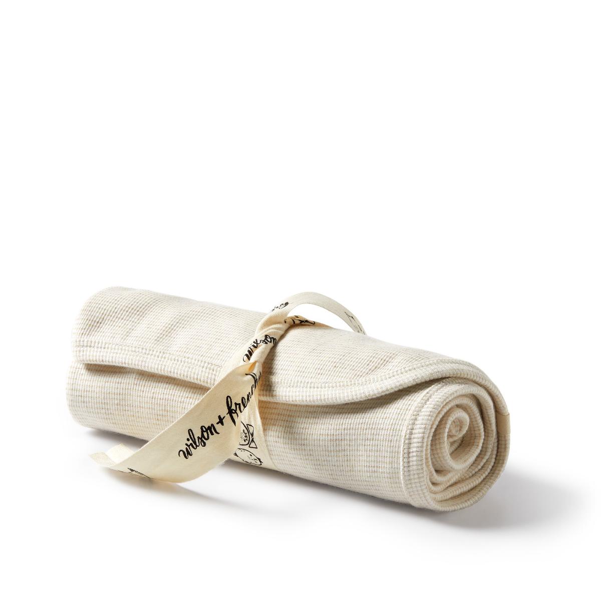 Stripe Rib Bunny Rug/Swaddle Blanket - Oatmeal