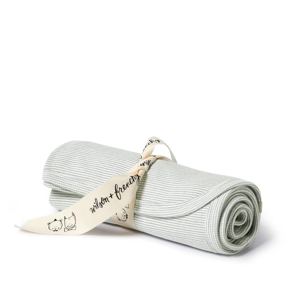 Stripe Rib Bunny Rug/Swaddle Blanket - Fern