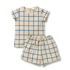 Short Sleeve Pyjamas - Bright Blue Check