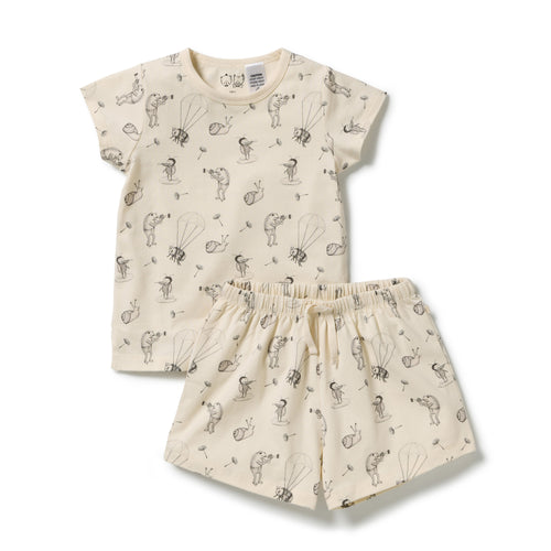 Short Sleeve Pyjamas - Whispering Willows on a white background. 