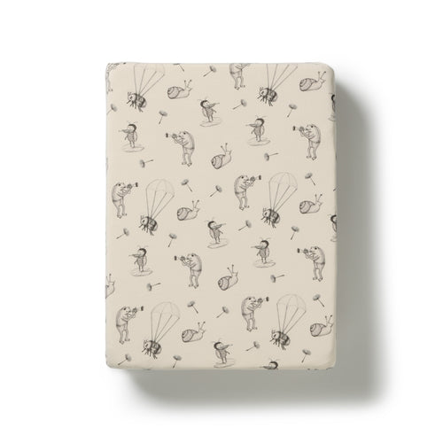 Fitted Sheet - Whispering Willows on a white background. 