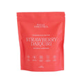 Pink electrolyte pouch against white background.