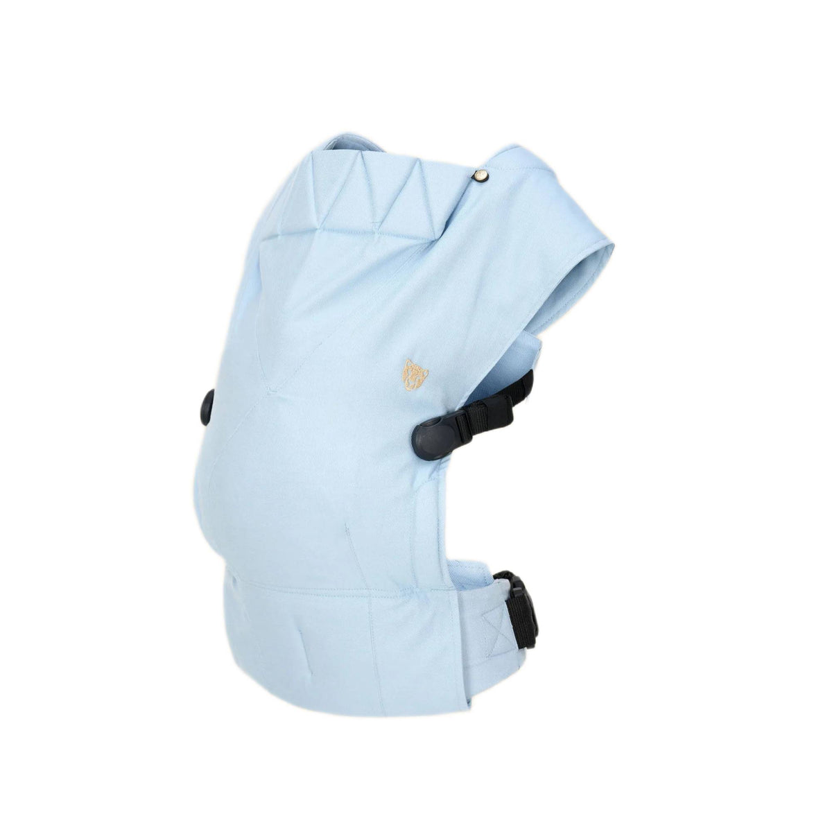 A light blue baby carrier on a white background. 