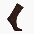 Brown merino crew socks on a white background