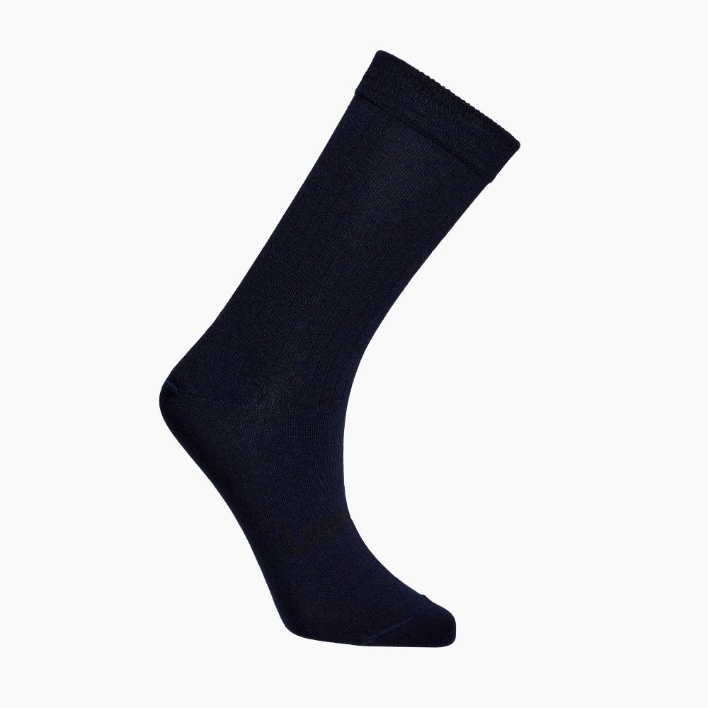 Navy Crew Socks on a white background