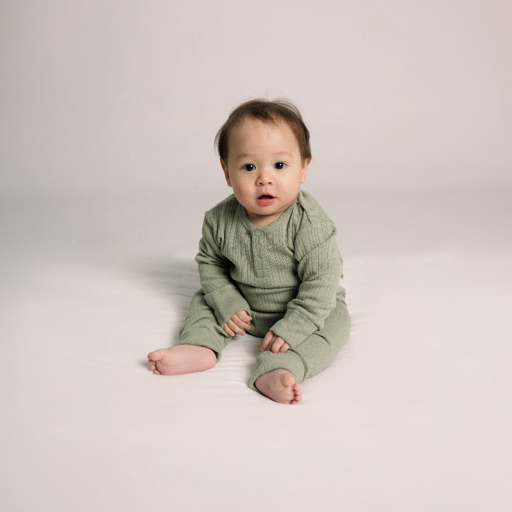 Merino Cotton Henley Top - Flax Marl