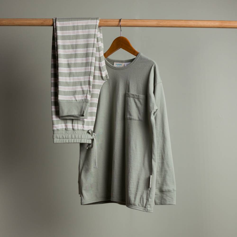 Merino Cotton Relaxed Winter Pyjamas - Flax/Dune