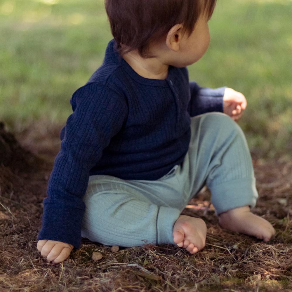 Merino Cotton Henley Top - Tekapo Marl