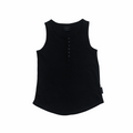 Black sleeveless breastfeeding top on a white background