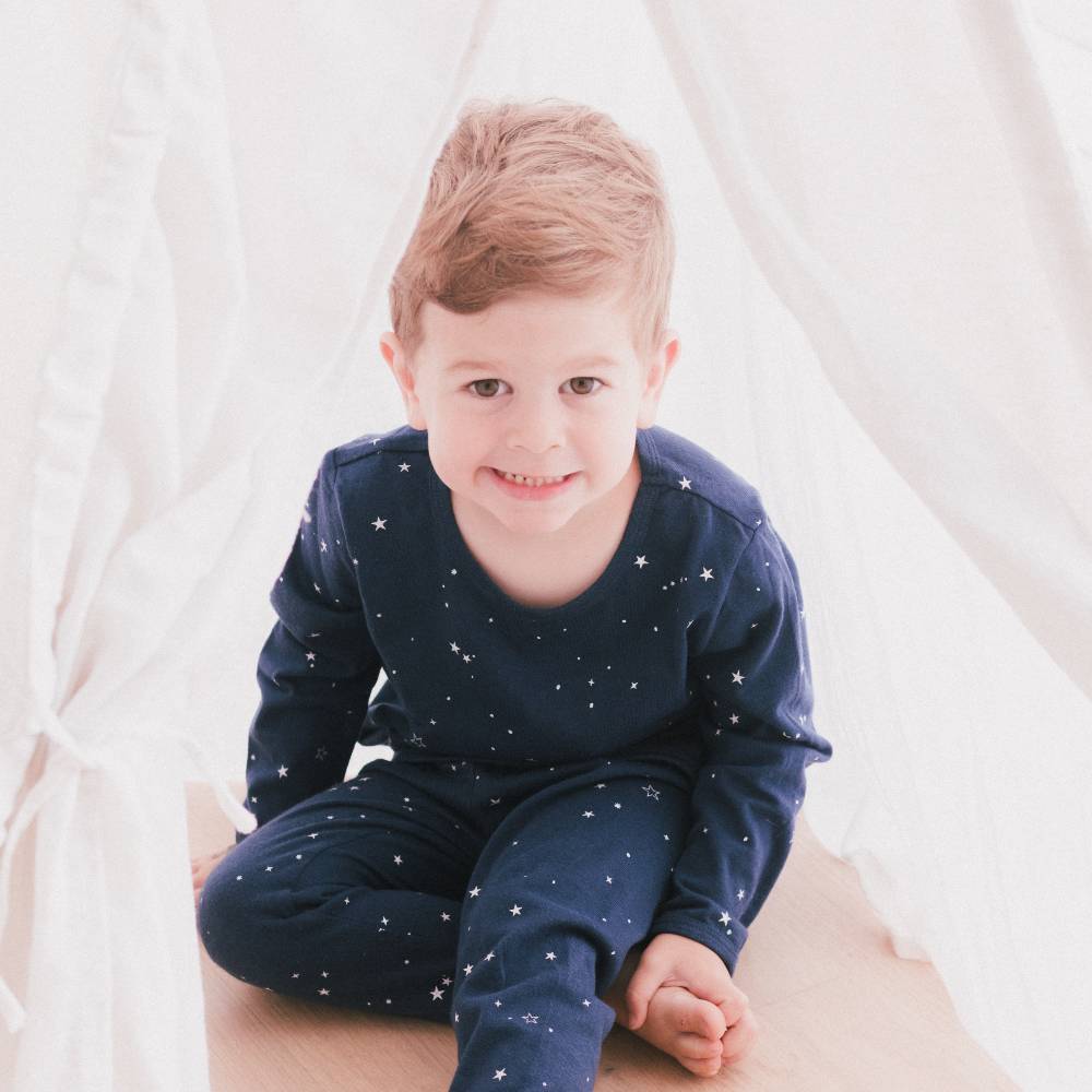 Merino Cotton Winter Pyjama Top - Tekapo Stars