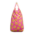 Pink wet swimming bag with yellow floral pattern on a white background