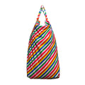 Colorful striped large nestling wet bag on a white background