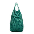 Green wet tote bag with floral pattern on a white background