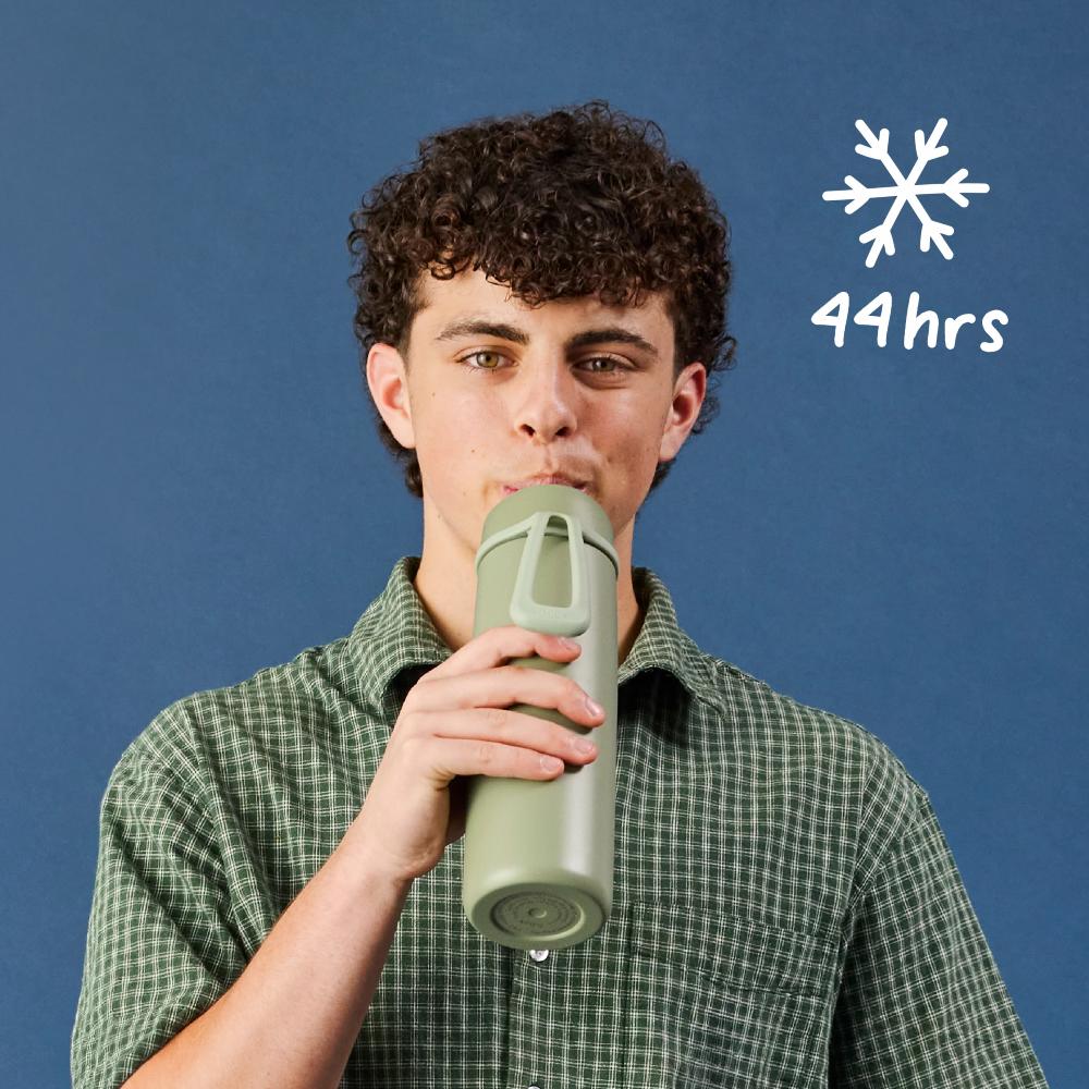 Insulated Flip Top Drink Bottle - White Out