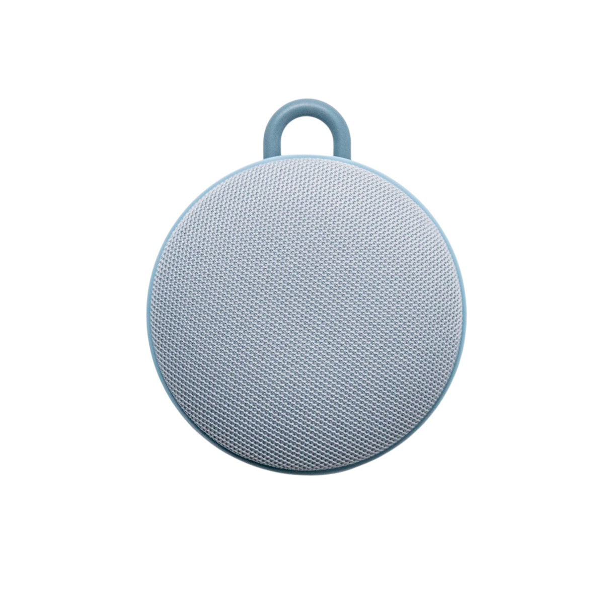 Blue portable white noise machine on a white background