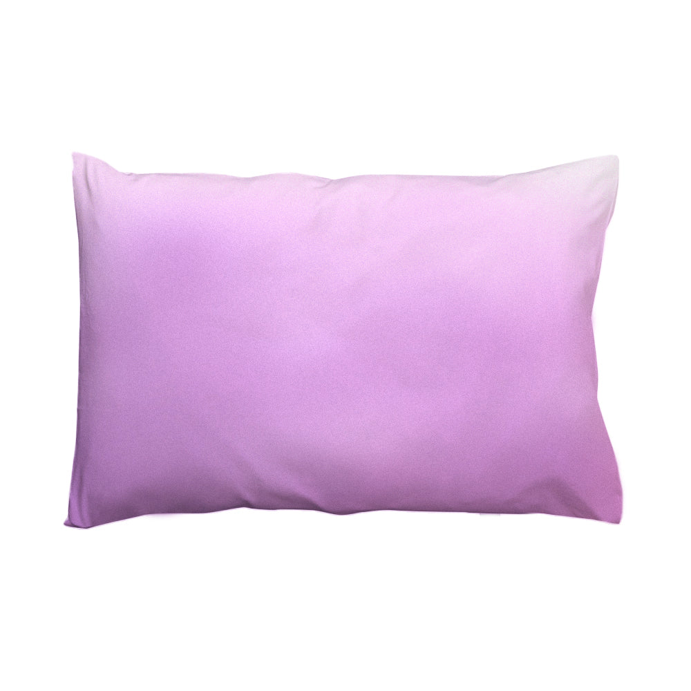Alilac silk pillowcase smooth lavender to light pink ombré color gradient, shown against a plain white background.
