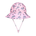 Swim Ponytail Bucket Sun Hat - Dolphin on a white background