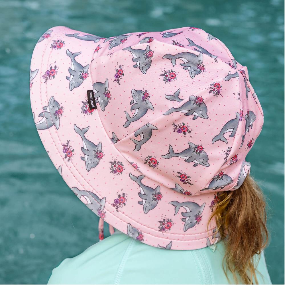 Swim Ponytail Bucket Sun Hat - Dolphin