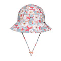Swim Ponytail Bucket Sun Hat - Hibiscus on a white background