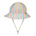 Swim Ponytail Bucket Sun Hat - Rainbow Stripe on a white background