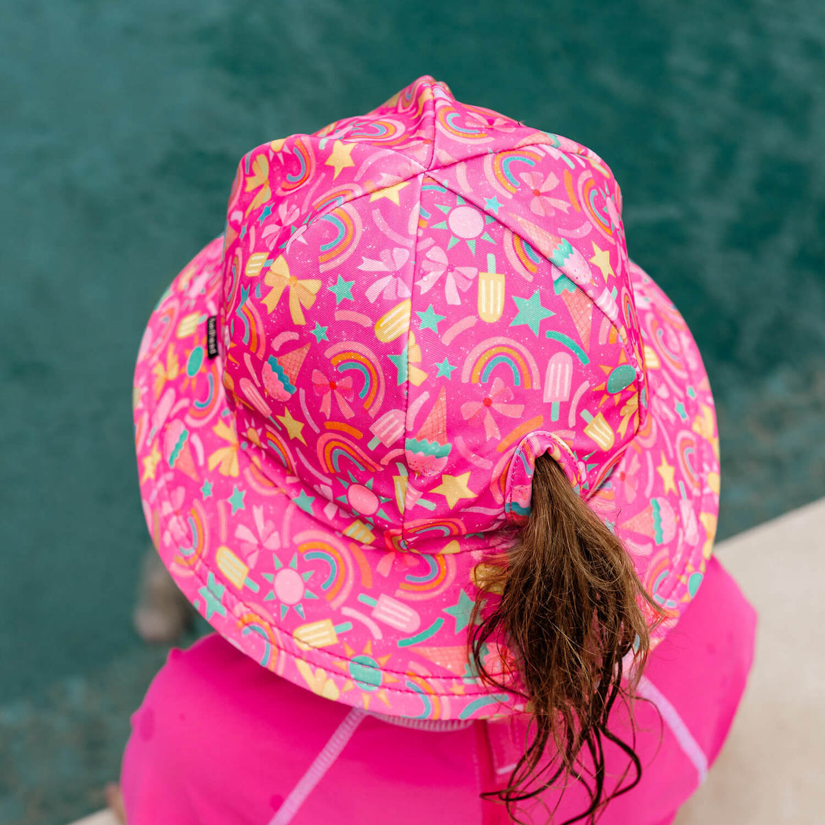 Swim Ponytail Bucket Sun Hat - Summertime