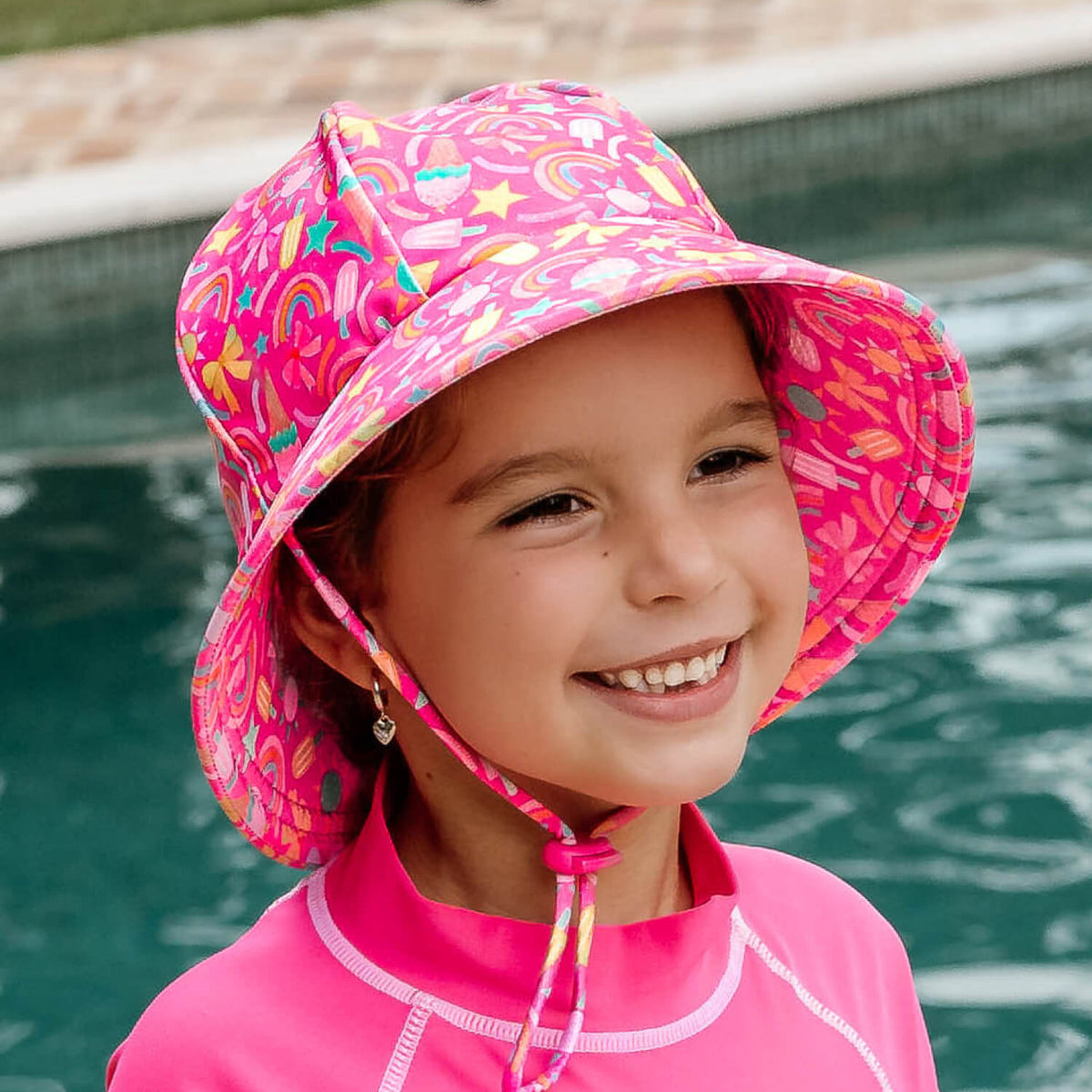 Swim Ponytail Bucket Sun Hat - Summertime