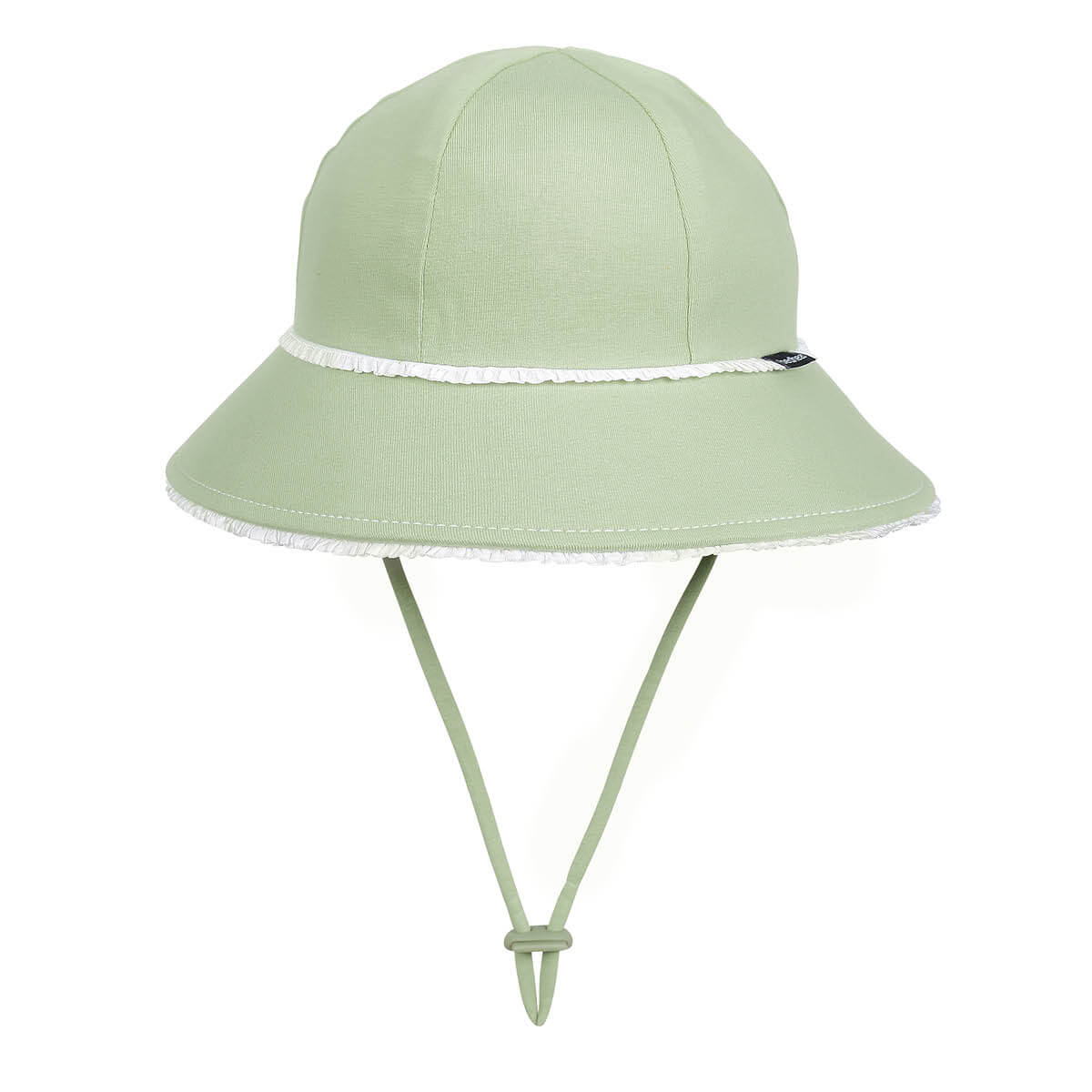 Ruffle Ponytail Bucket Sun Hat - Khaki on a white background