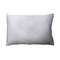 A silver coloured silk rectangular pillowcase shown against a solid white background.