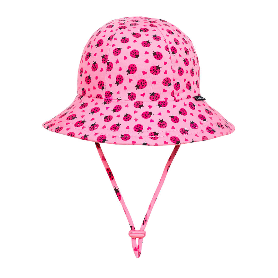 Toddler Bucket Sun Hat - Ladybug on a white background