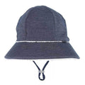 Ruffle Bucket Sun Hat - Denim on a white background