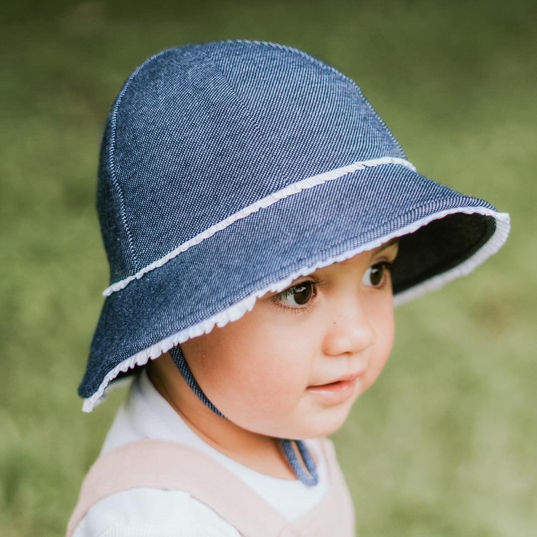 Ruffle Bucket Sun Hat - Denim