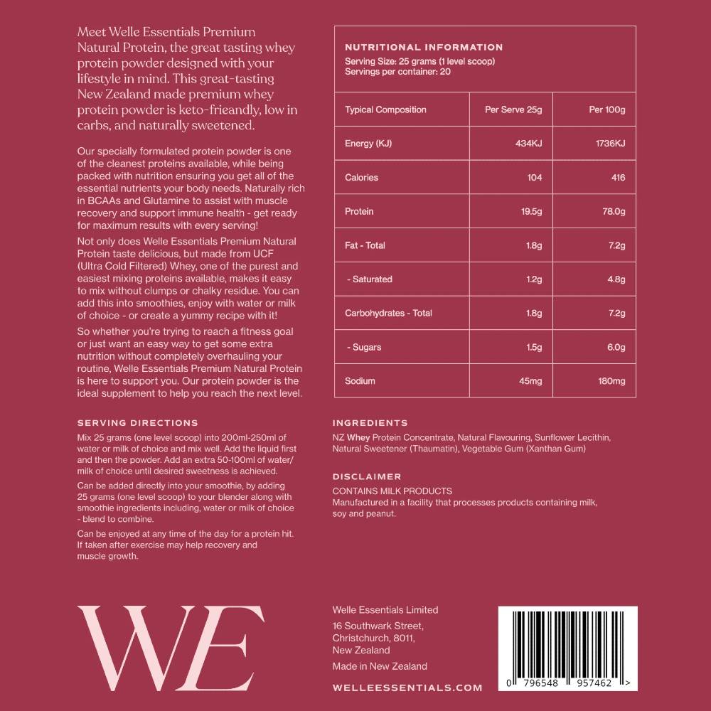 Premium Natural Protein Powder - White Choc & Raspberry
