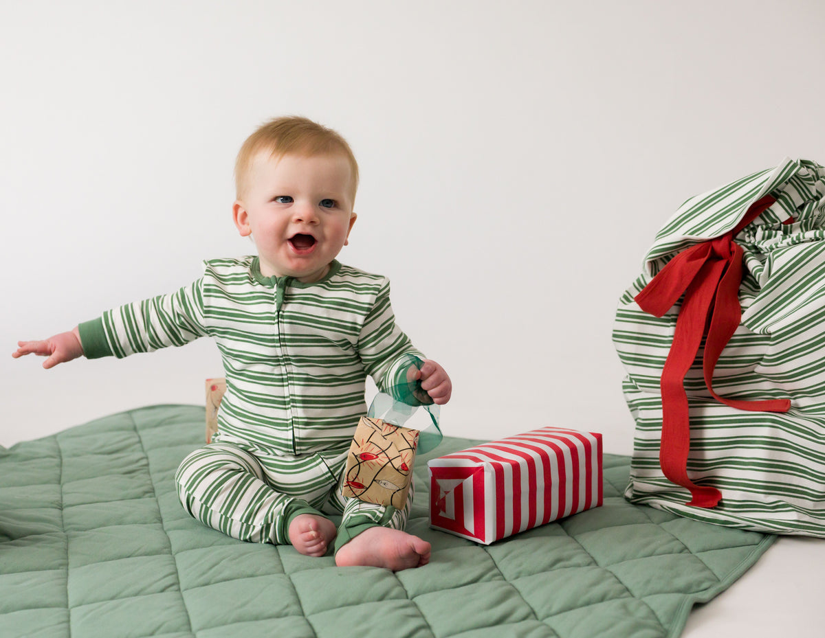 Organic Cotton Zipsuit - Pine Stripe